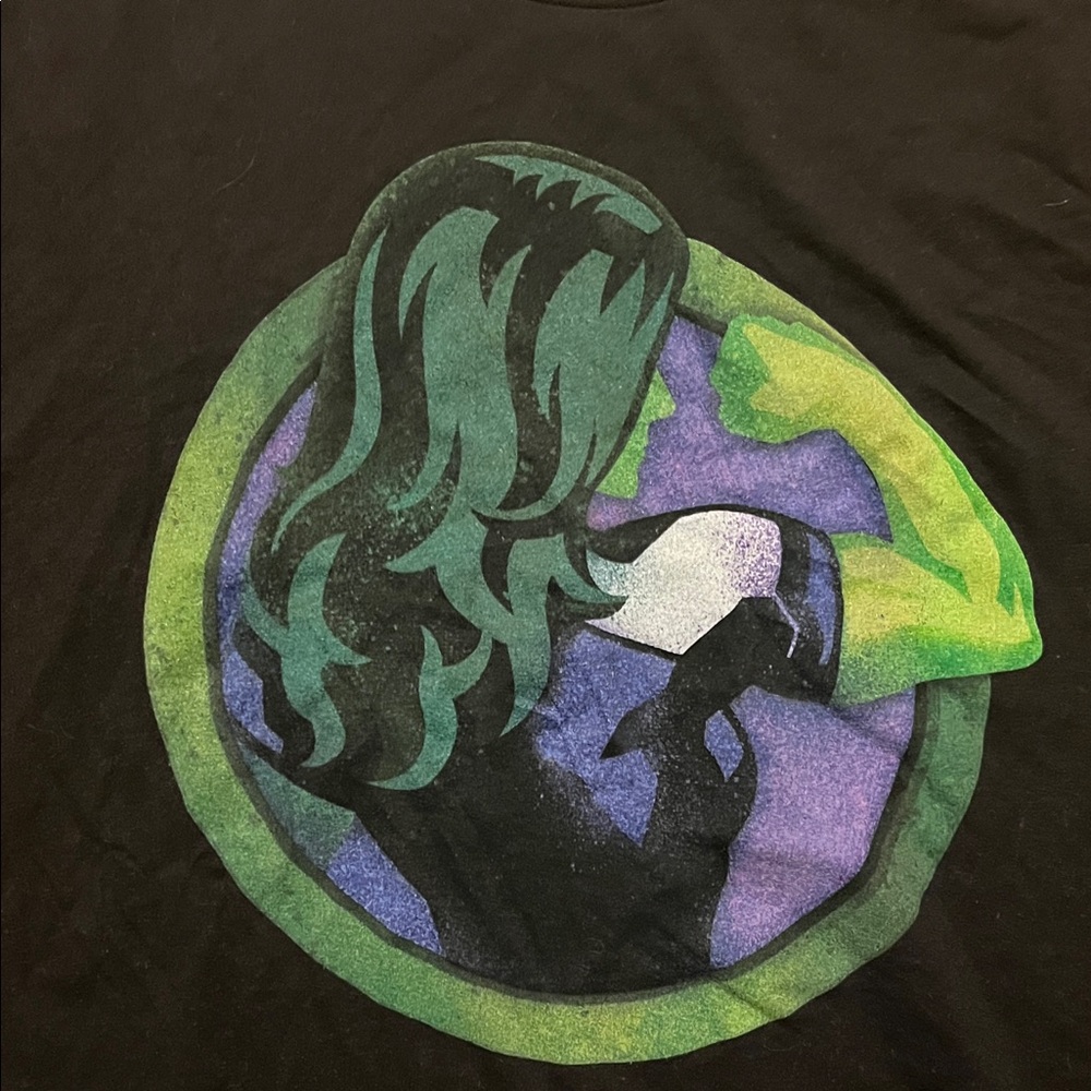 Next Level Apparel Black Tee with Green and Purple Graphic She-Hulk Marvel 2X - Picture 4 of 5